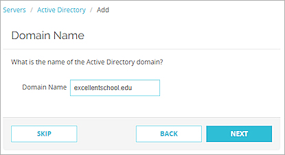 Screen shot of the Active Directory Server Settings