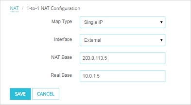 Sscreen shot of 1-to-1 NAT configuration settings