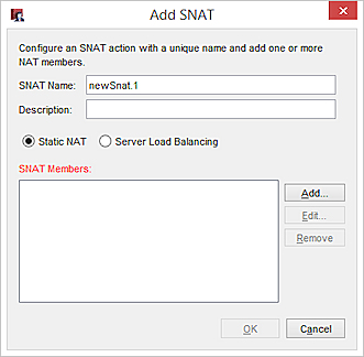 Screen shot of the Add SNAT dialog box