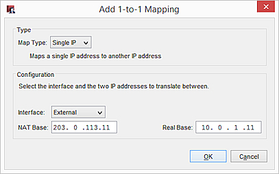 Screen shot of the Add 1-to-1 Mapping dialog box