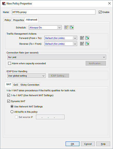 Screen shot of the Edit Policy Properties dialog box - Advanced tab