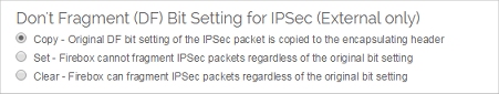 DF bit settings for IPSec on an external network interface