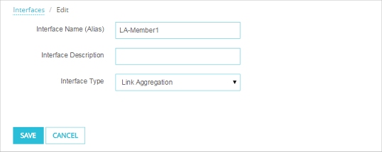 Screen shot of the Interface Configuration - Link Aggregation dialog box.