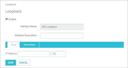 Screen shot of the Loopback configuration page, IPv4 tab