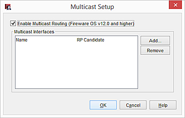 Screen shot of the Multicast Setup dialog box