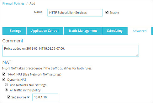 Screen shot of a policy for Firebox-generated traffic