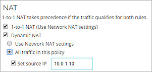 Screen shot of the Set source IP settings