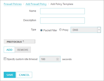 Screen shot of the Add Policy Template page