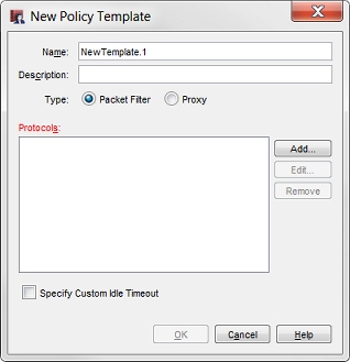 New Policy Template dialog box