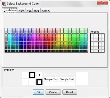 Screen shot of the Select Background Color dialog box