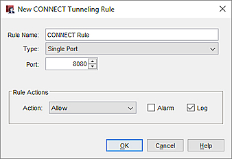 Screen shot of the New CONNECT Tunneling Rule