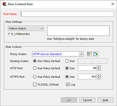 Screen shot of the New Content Rule dialog box in Policy Manager
