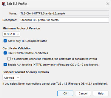 Screen shot of the Edit TLS Profile dialog box