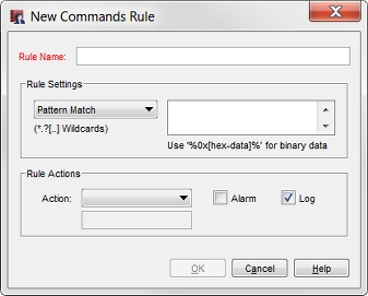 Proxy Action Configuration — New Commands Rule dialog box
