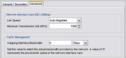 Screen shot of the Interface Settings dialog box with Advanced tab selected