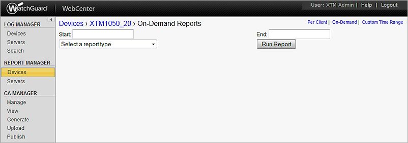 Screen shot of the On-Demand Reports page