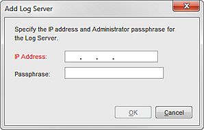 Screen shot of the Add Log Server dialog box