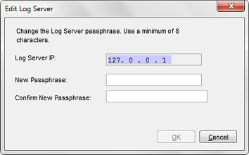 Screen shot of the Edit Log Server dialog box