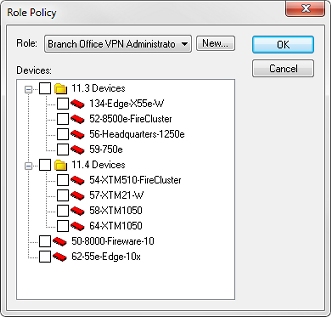 Screen shot of the WSM Manage Users Role Policy dialog box