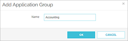 Screen shot of the Add Application Group dialog box