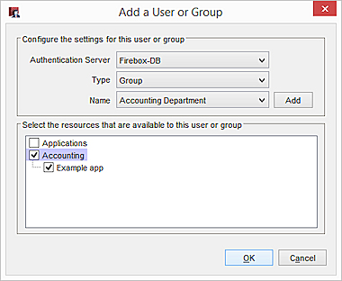 Screen shot of the Add a User or Group dialog box
