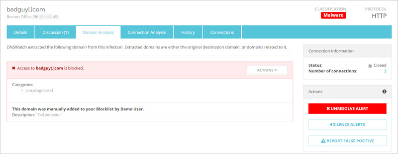 Screenshot of the Domain Analysis tab