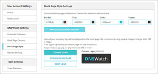 Screen shot of the Block Page Style Settings