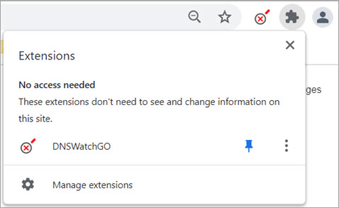 Screen shot of the Extensions dialog box in Chrome