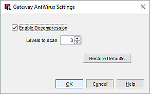 Screen shot of the Gateway AntiVirus Decompression dialog box