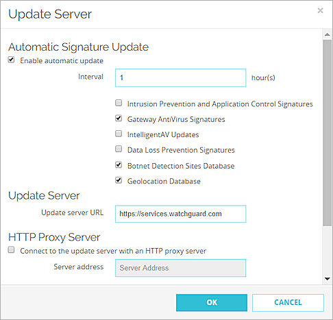 Screen shot of the IntelligentAV Update Server page