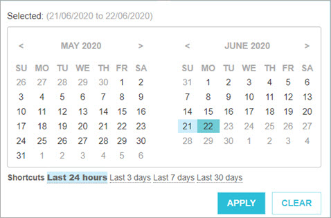 Screen shot of the date selection dialog box