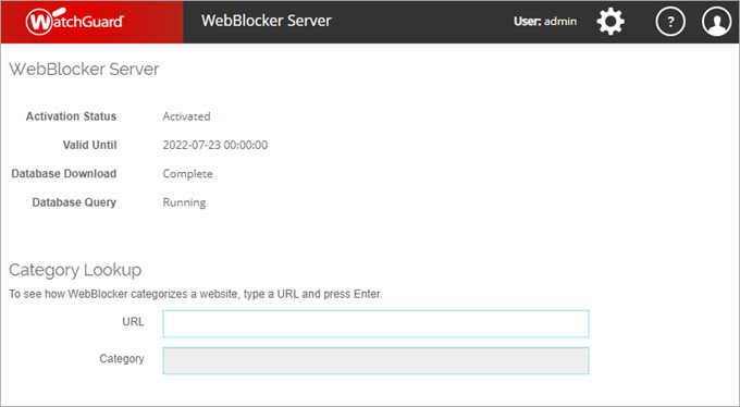 Screenshot of WebBlocker Server Home Page