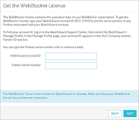 Screenshot of the Get the WebBlocker License page.