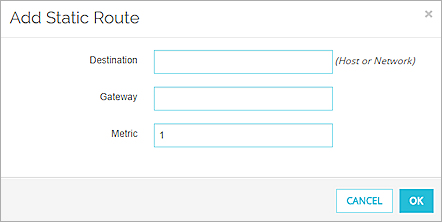 Screenshot of Add Static Route dialog box.