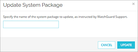 Screenshot of Update System Package dialog box.