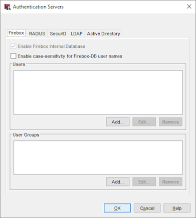 Screen shot of the Authentication Servers dialog box