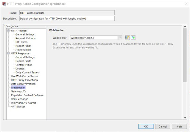 Screen shot of the Edit Proxy Action Configuration dialog box