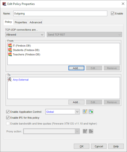 Screen shot of the Edit Policy Properties dialog box