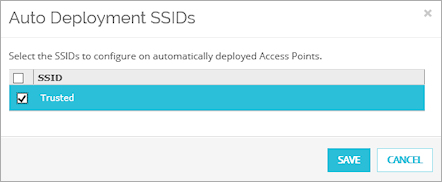 Screen shot of the Auto Deployment SSIDs dialog box