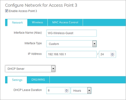 Screen shot of the Wireless Guest Network configuration page