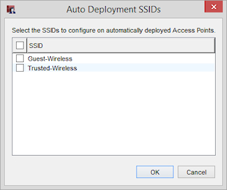 Screen shot of the Auto Deployment SSIDs dialog box