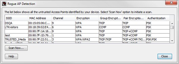 Screen shot of the Rogue AP Detection dialog box