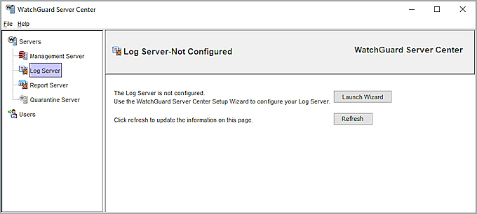 Screen shot fo the Log Server Not Configured page