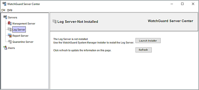 Screen shot of the Install Log Server page