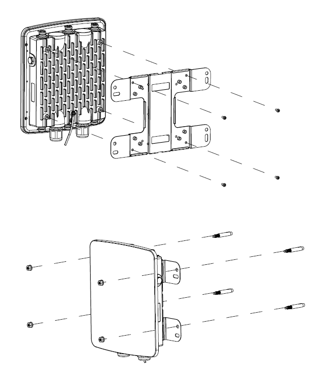 Diagram of how to install the access point with the wall mount bracket