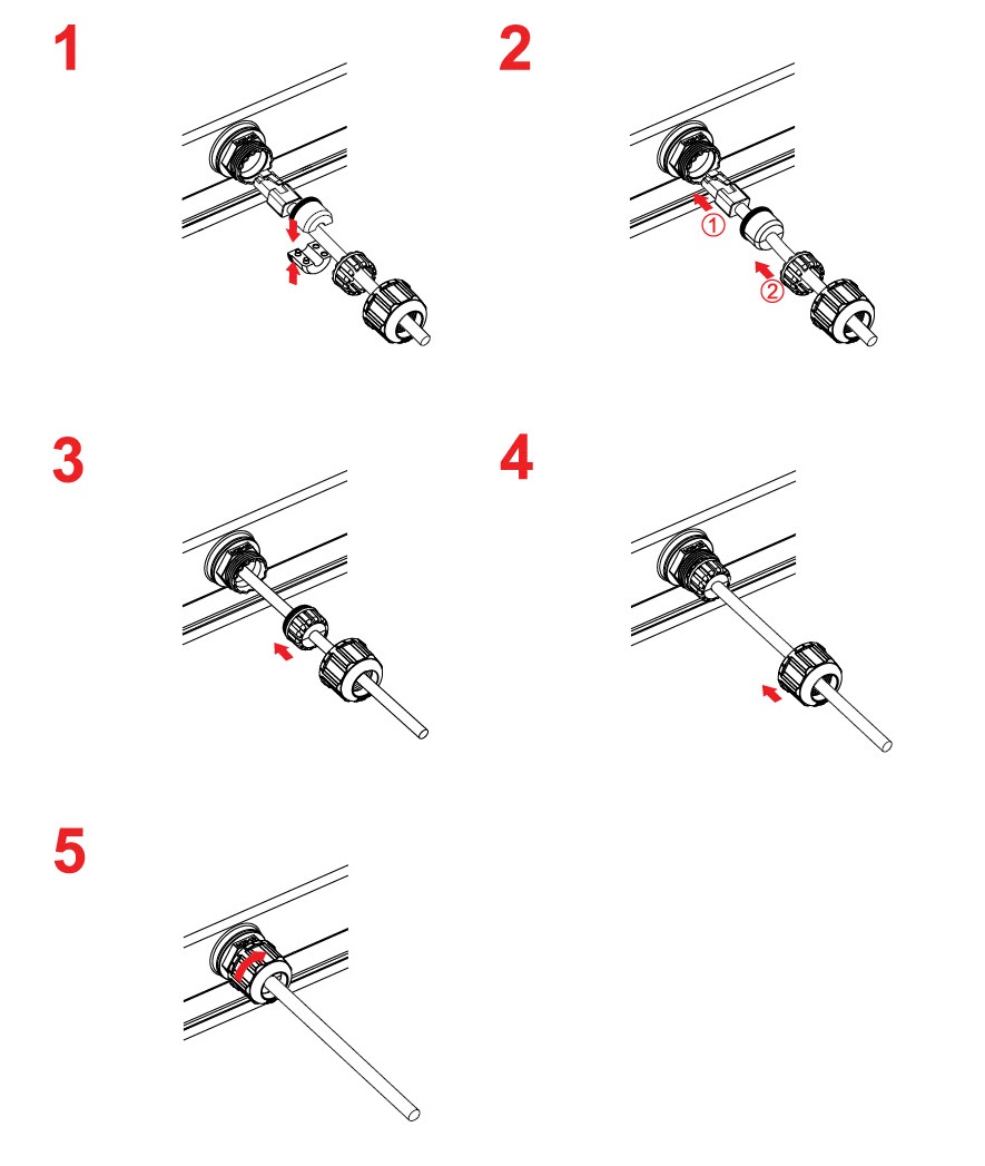 Diagram of how to assemble the weatherproof connector