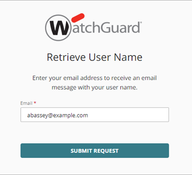Screenshot of retrieve user name page