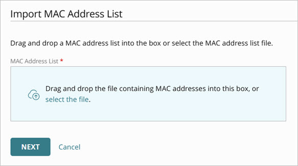 Screen shot of the Import MAC Address List dialog box