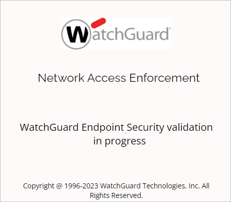 Screen shot of the Network Access Enforcement validation splash page