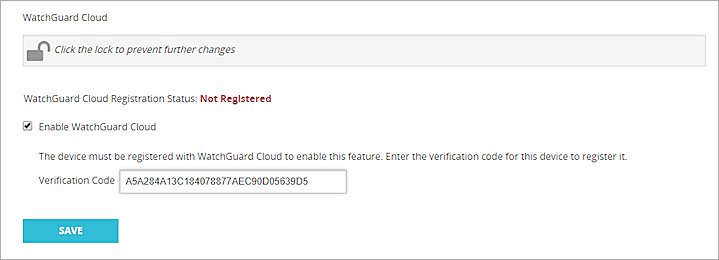 Screen shot of the WatchGuard Cloud configuration in Fireware Web UI